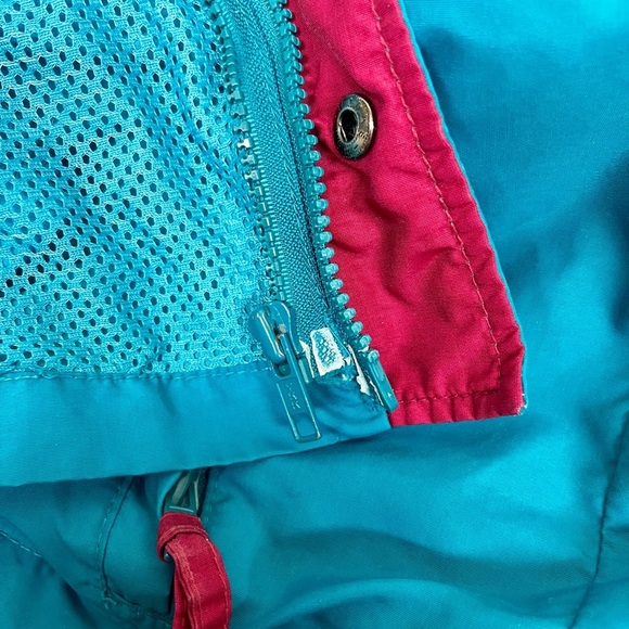 Vintage Columbia 90s Multicolour Retro Neon Blue Long Jacket Large/XL - Picture 8 of 10